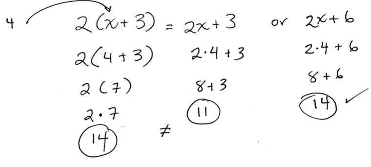 Hand written equation explaining statements above