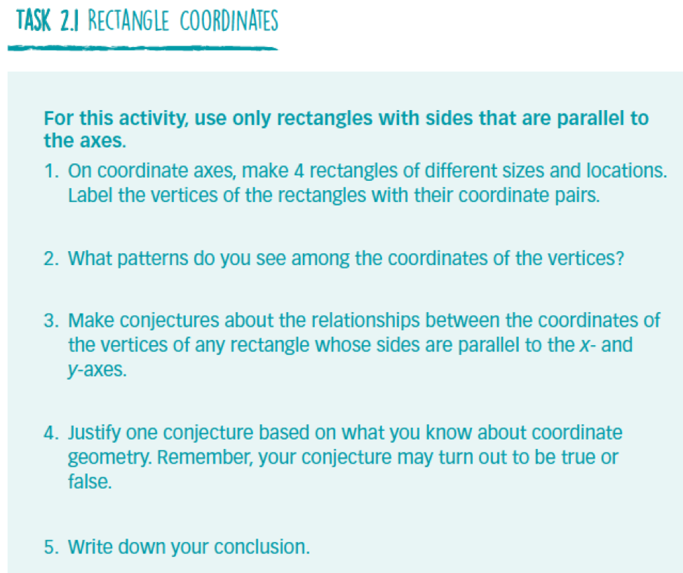 Activity from book: Recgtangle Coordinates